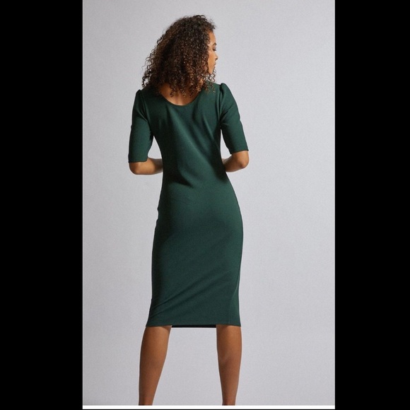 GREEN TEXTURED BODYCON DRESS - - Picture 3 of 4